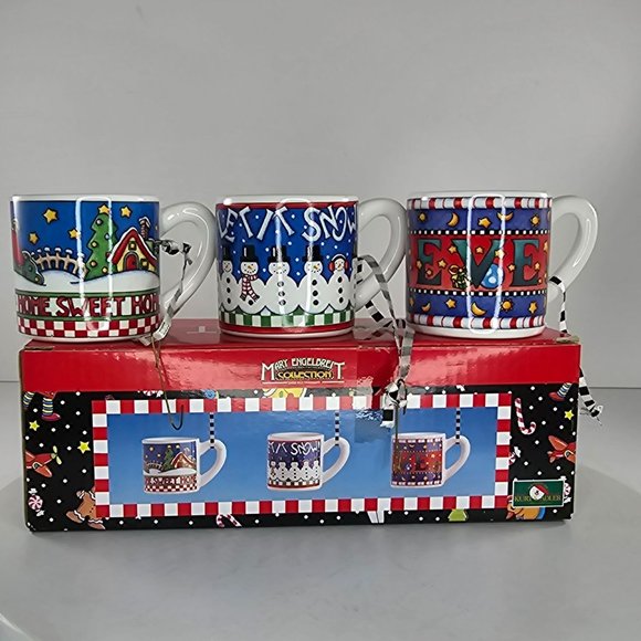 Vintage Mary Engelbreit Three Mug Ornaments Ceramic Kurt Adler - Picture 3 of 8